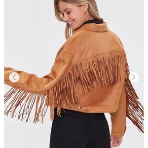 NWOT Faux Suede Fringe Jacket size S